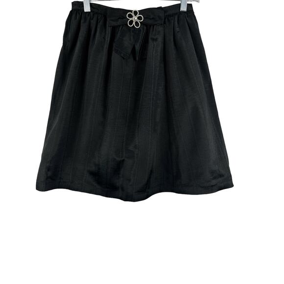 Vintage Jane Metallic A-Line Black Bow Embellished Skirt 6 - Picture 2 of 6
